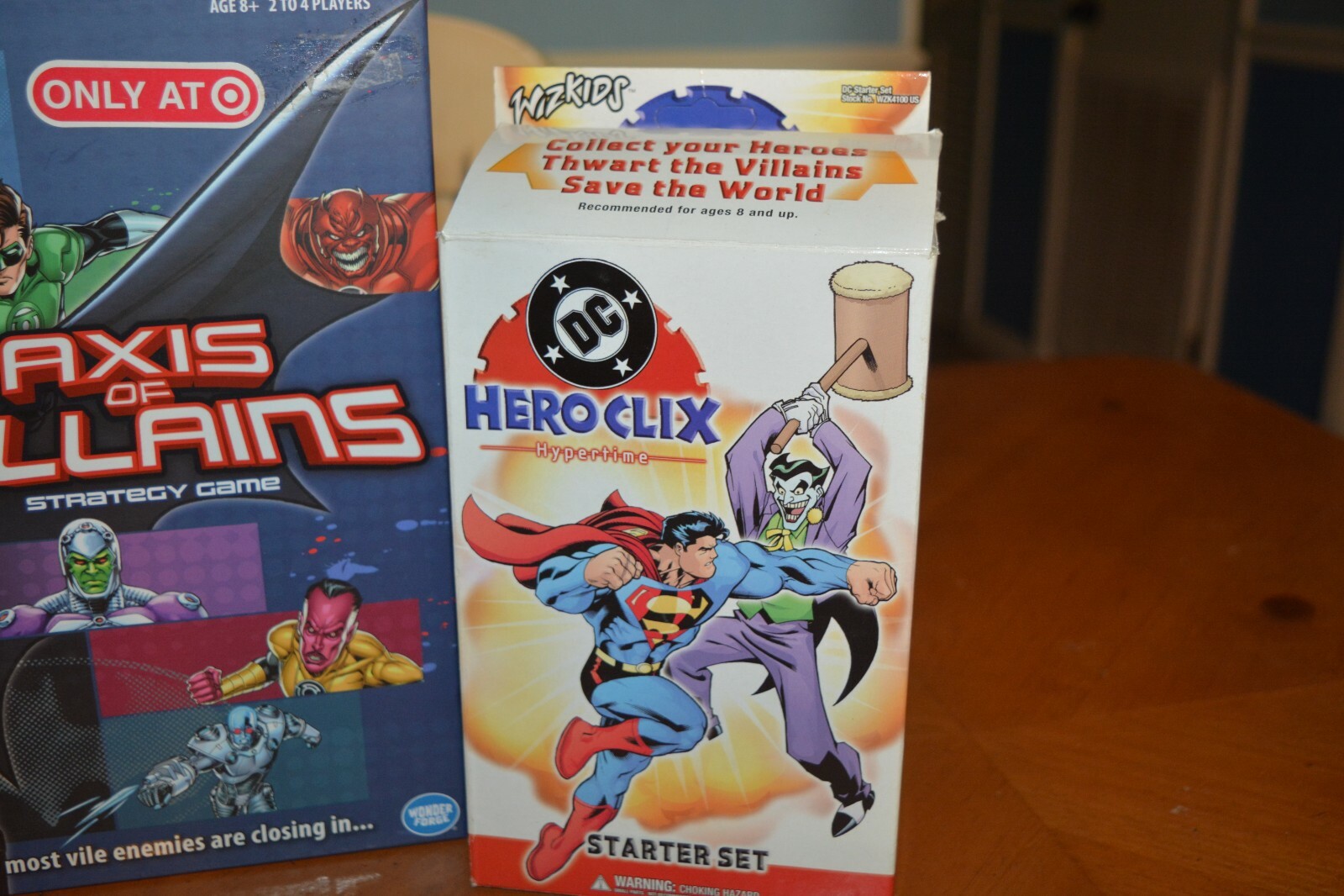 DC JUSTICE LEAGUE GAME AXIS OF VILLAINS, HEROCLIX HYPERTIME STARTER + HOT WHEELS
