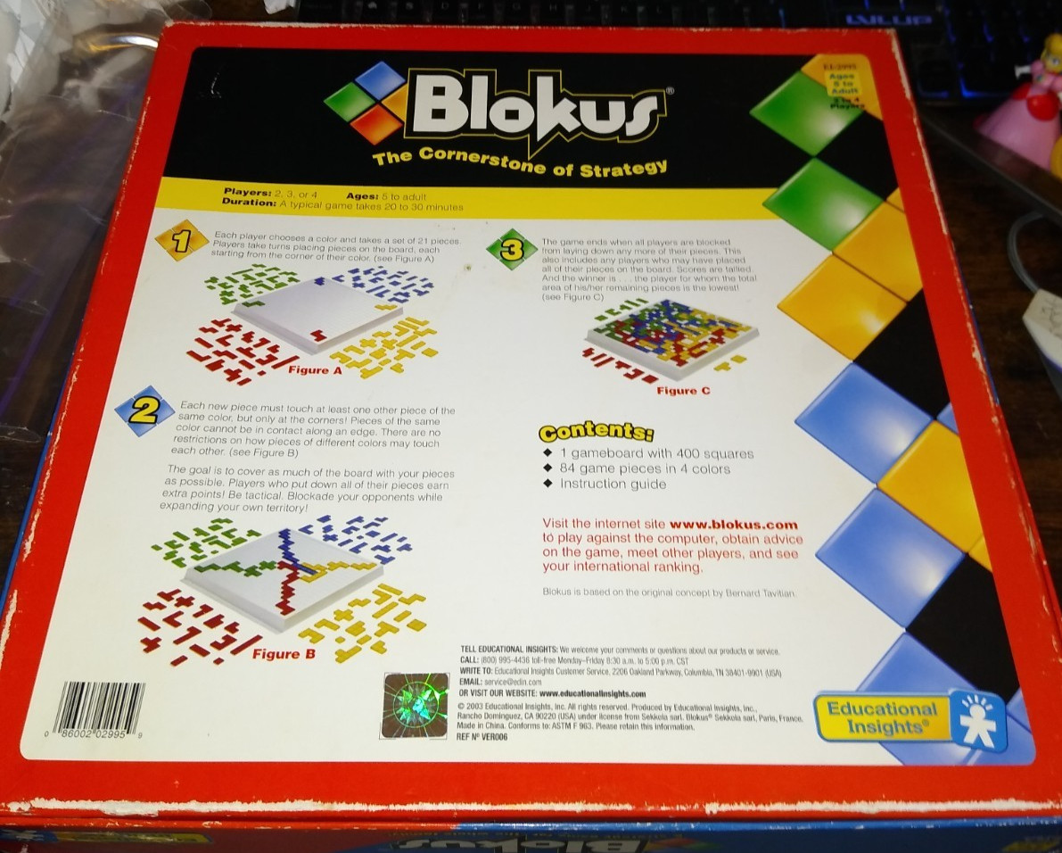 Blokus Board Game Deluxe Strategy For Whole Family EI-2995 2003 Inv. 100% compl.