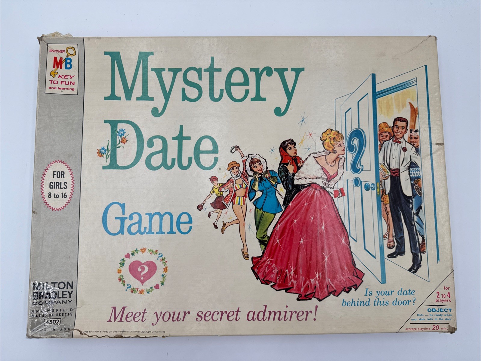Milton Bradley 1965 Boardgame Mystery Date Game 4502 Complete Box Damage