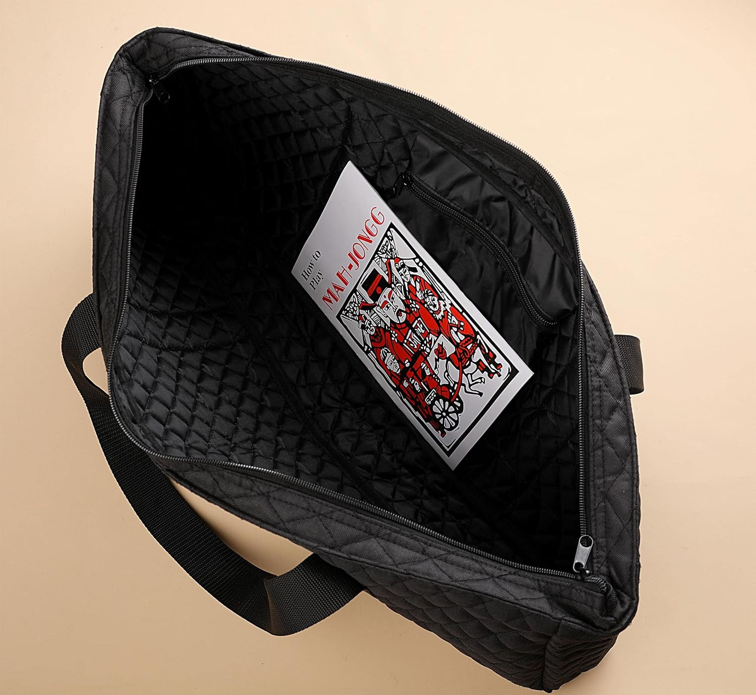 American Mahjong Game Set – Black Quilted Soft Bag 166 Premium Tiles with 4 All-