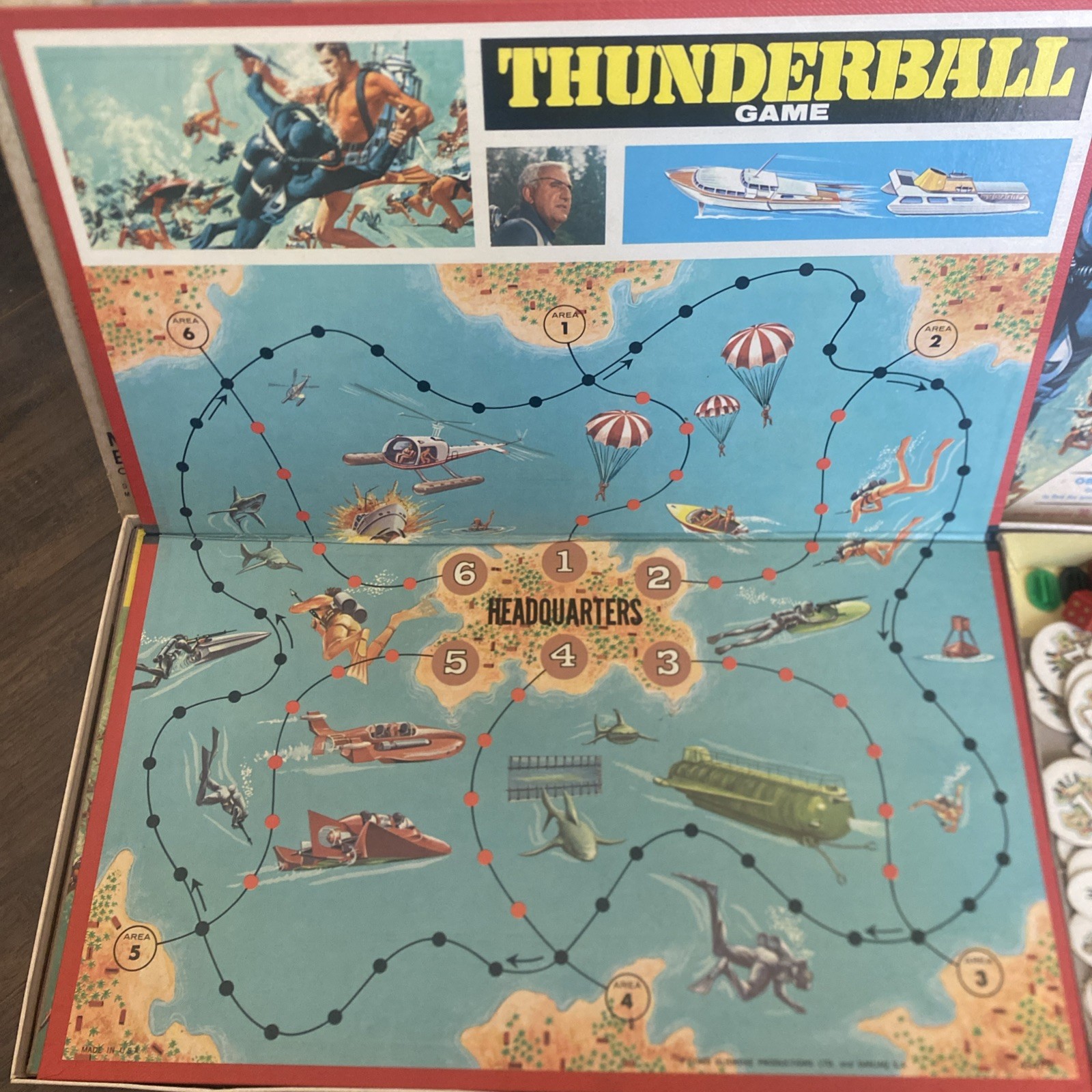 Vintage 1965 James Bond 007 Thunderball Milton Bradley Board Game H2