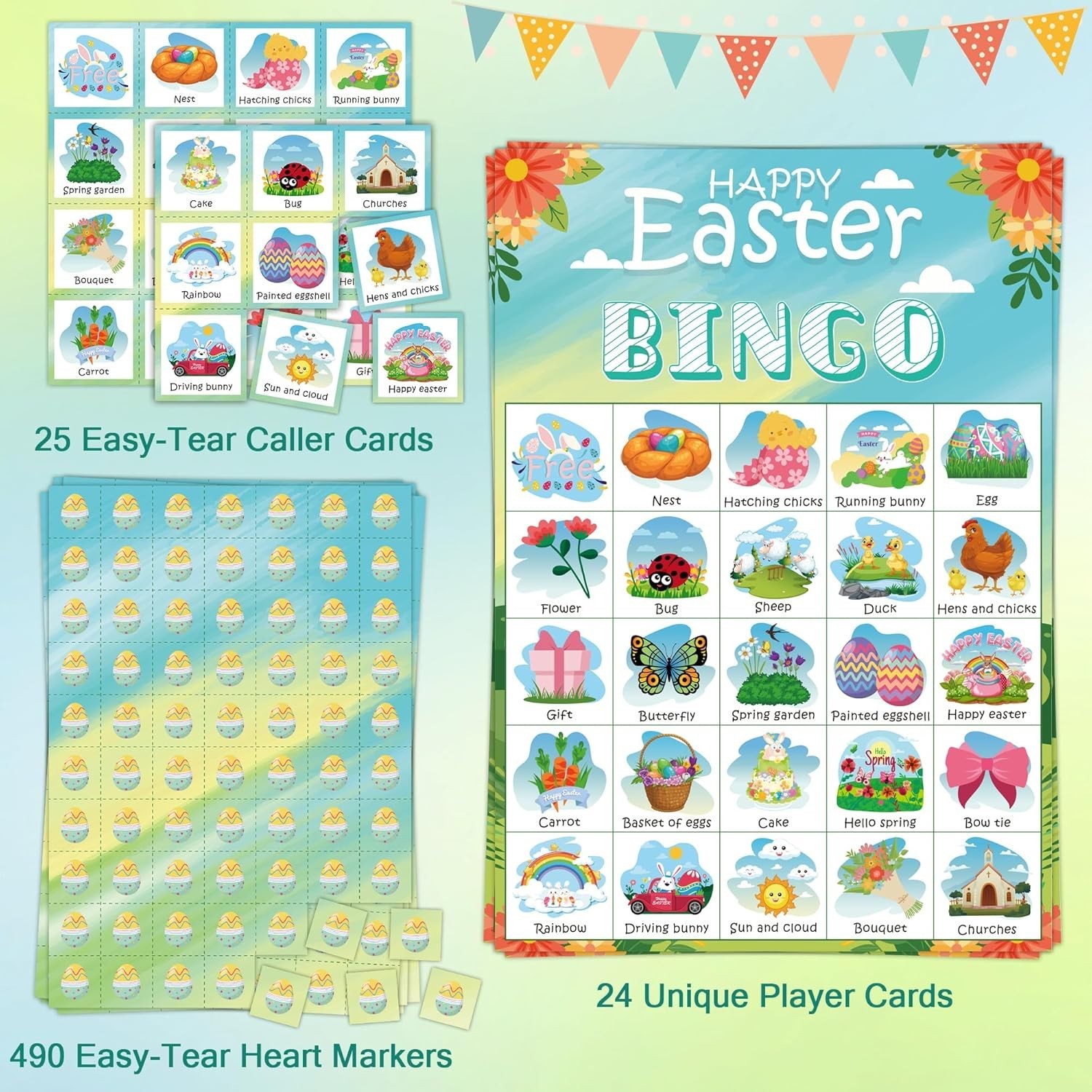 Easter Bingo Games for Kids | Easter Crafts Toys for Boys Girls Adults Teens,…