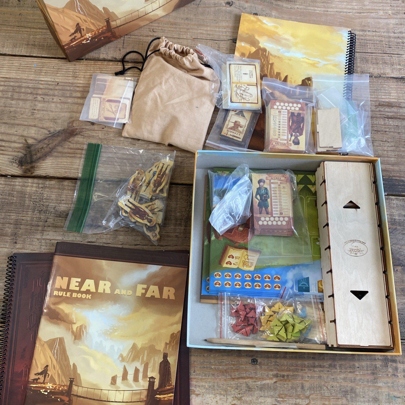Near and Far Board Game w/ Amber Mines Expansion – Red Raven Games – Complete