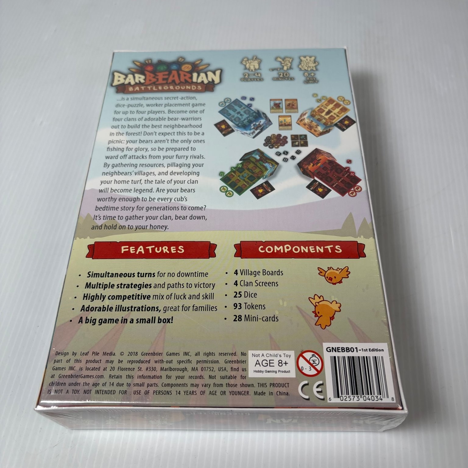 BARBEARIAN BATTLEGROUNDS Greenbrier Games Board Game 2-4 Players Ages 8+ 2018