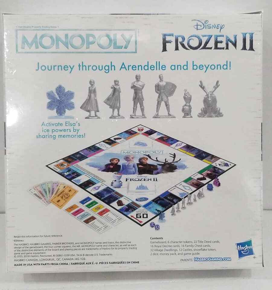 Frozen II Monopoly Game 2-6 Players Age 8+ (LOC RMG -2 BW-4)