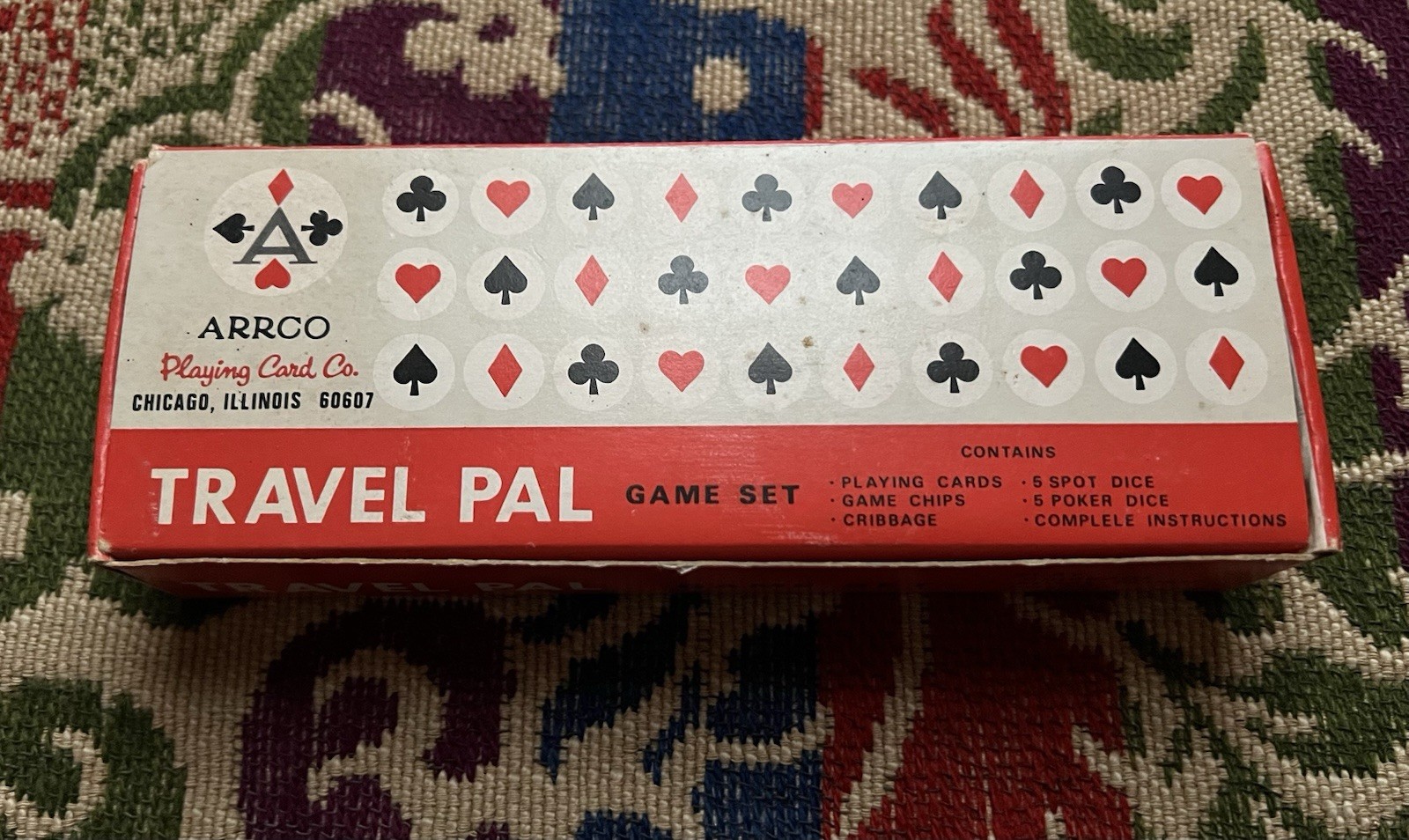 Vintage ARRCO Travel Pal Game Set – Cribbage Dice Playing Cards Dice Chips NEW