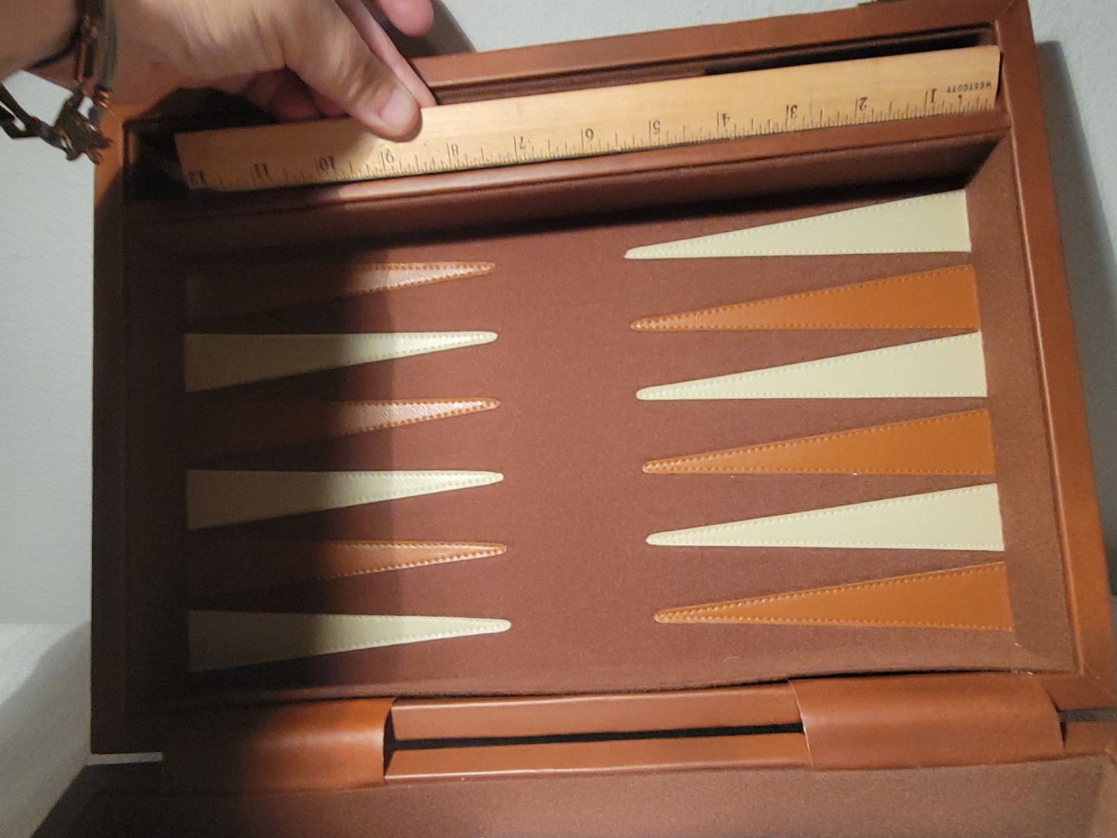 Sunny Brand Vintage Backgammon Set Game With Case Faux Leather W/instructions