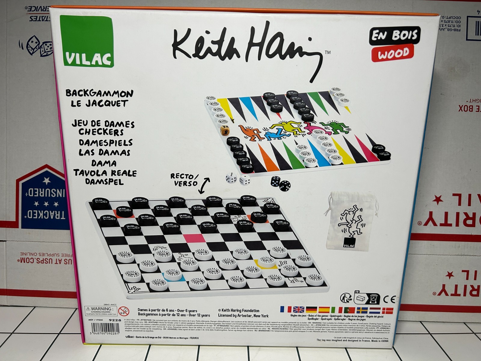 KEITH HARING Vilac Backgammon Set Jeu De Dames Complete In Box CIB Full Set Art