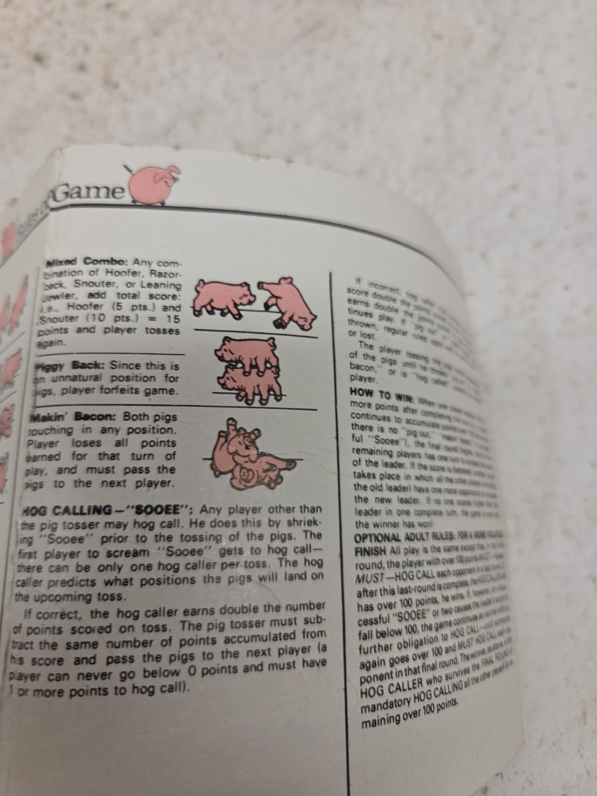 Vintage 1977 PIG MANIA PARTS Game Can, Pigs, Manual INCOMPLETE SET