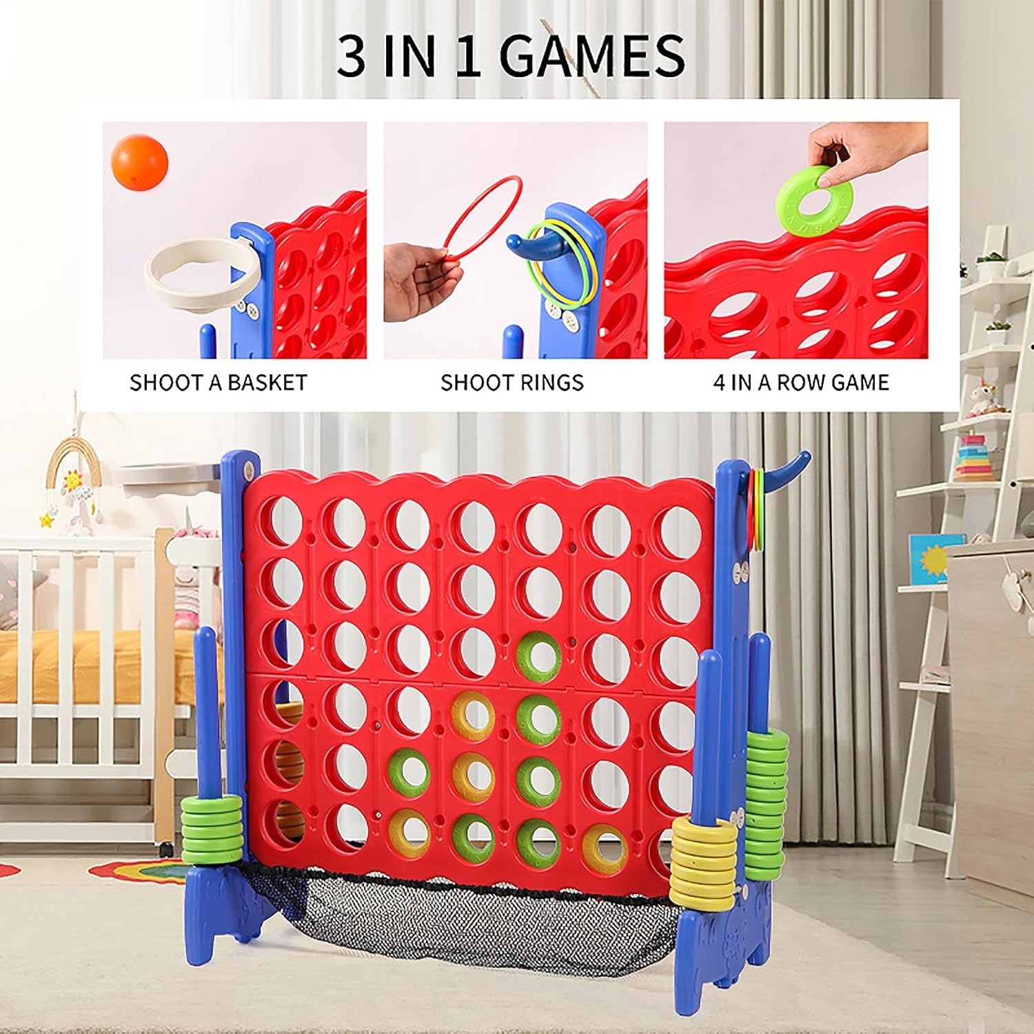 Giant 4-to-Score Game Set with Carrying Bag Blue Red Indoor Outdoor Large
