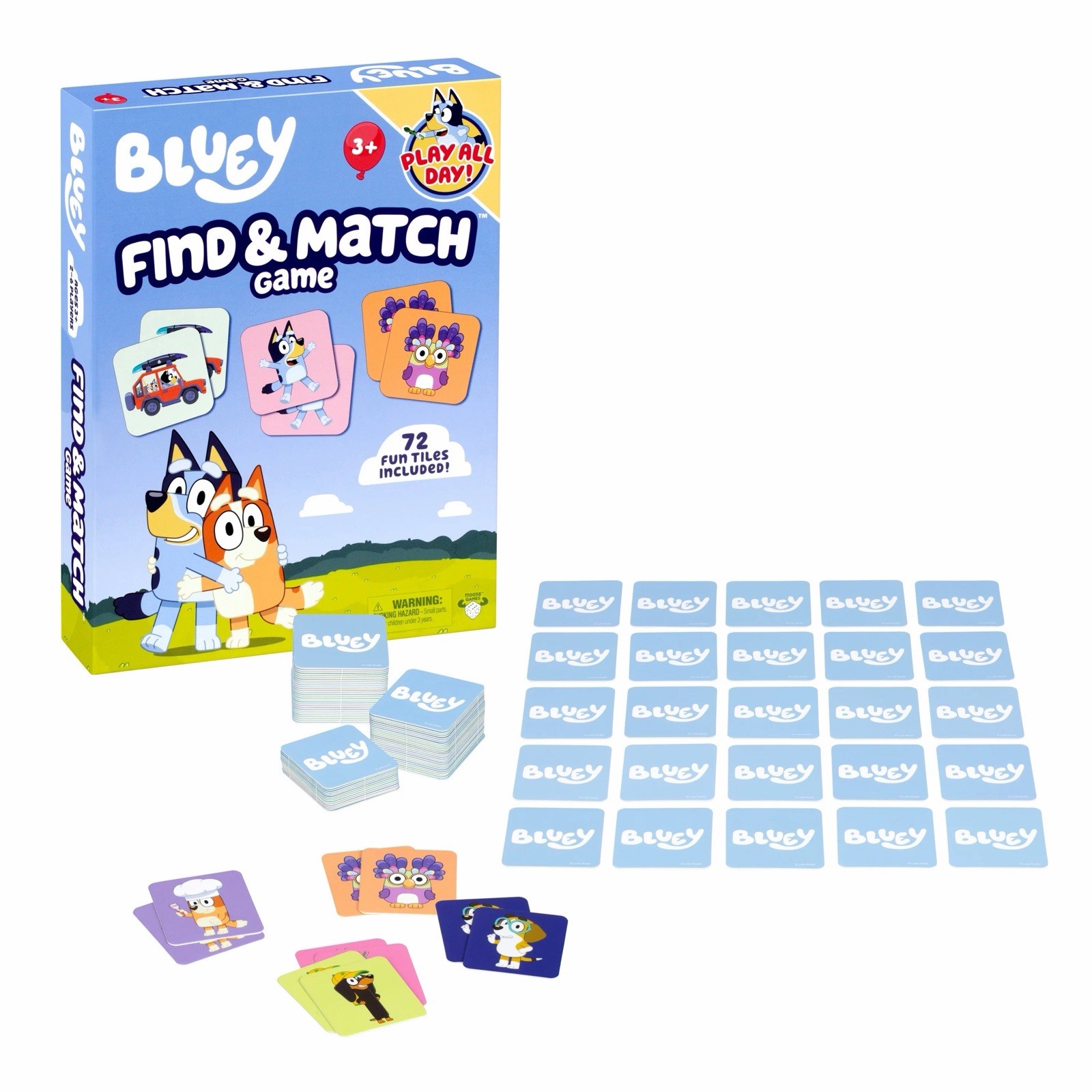 Bluey Find & Match Tile-matching Game with 72 Character Tiles, Ages 3+