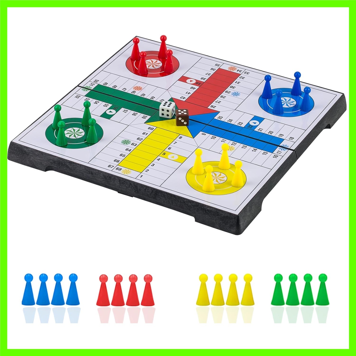 Ludo Game Board Set -9.5”, Magnetic Folding Travel Classic Strategy Game Roun…