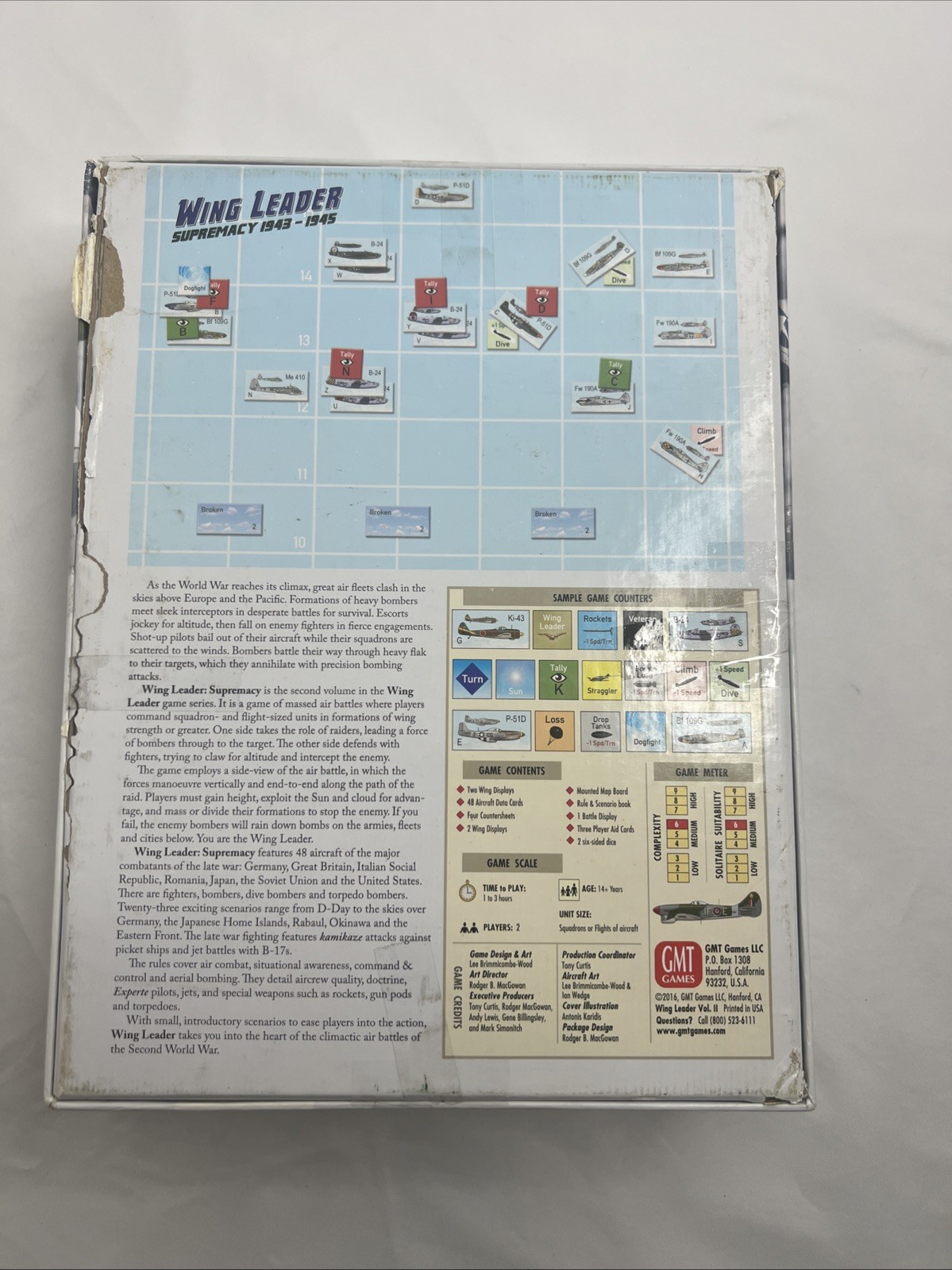 GMT Games Wing Leader Supremacy 1943-1945 Un-punched Damaged Box