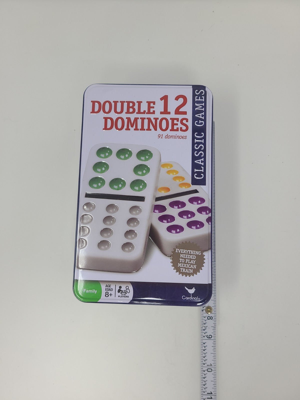 Cardinal Double 12 Color Dot Dominoes Set Mexican Train Family Game Complete