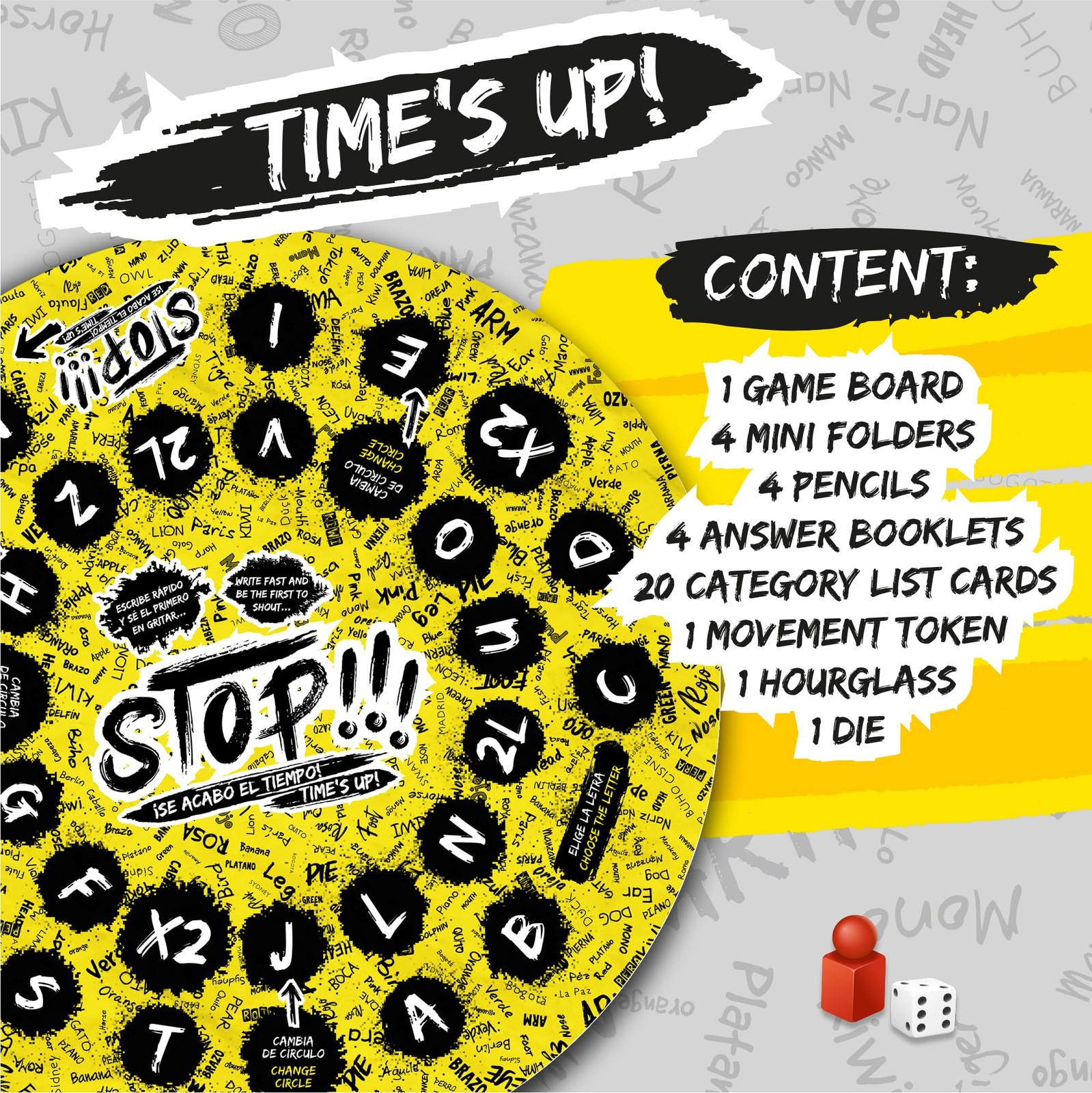 Stop Board Game for Family and Friends Includes Game Board Folders Pencils No…
