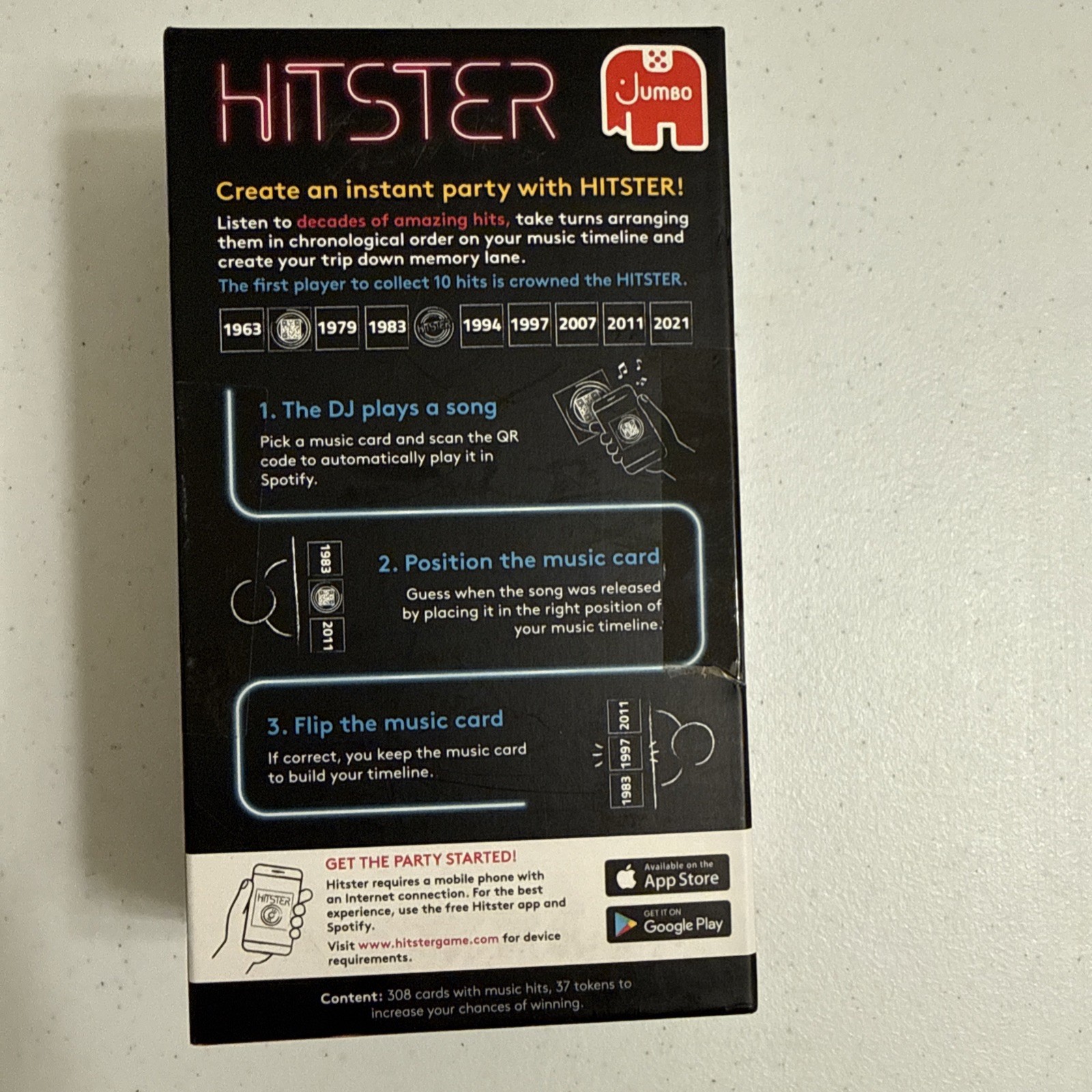 Jumbo Hitster – The Music Fun Party Quiz Card Game, 2-10 Players – Brand New