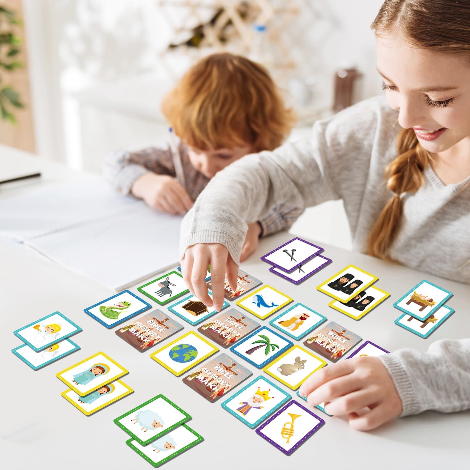 gisgfim 100 PCS Memory Matching Game Bible Concentration Memory Card Games fo…