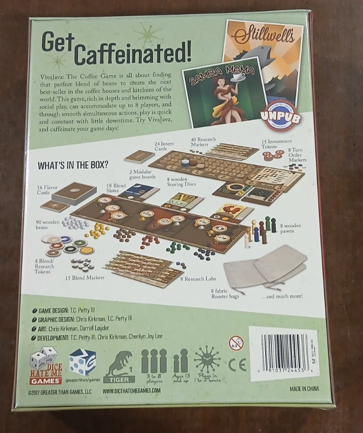 VivaJava The Coffee Game 2017 Dice Hate Me Games New in Shrink