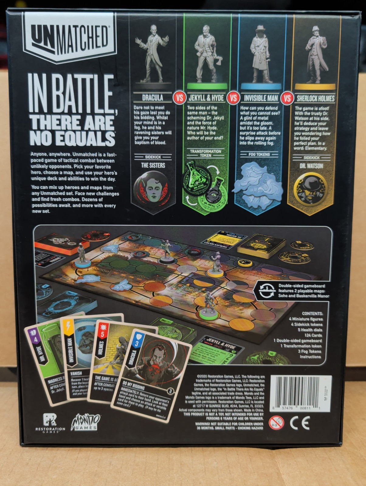 Restoration Games Unmatched: Cobble & Fog Board Game Dracula Miniatures COMPLETE
