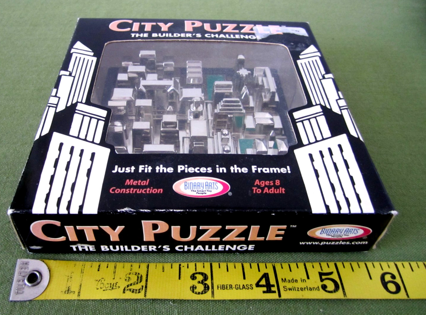 Vintage 2002 Binary Arts CITY BUILDERS CHALLENGE Metal Puzzle Desk Toy Complete