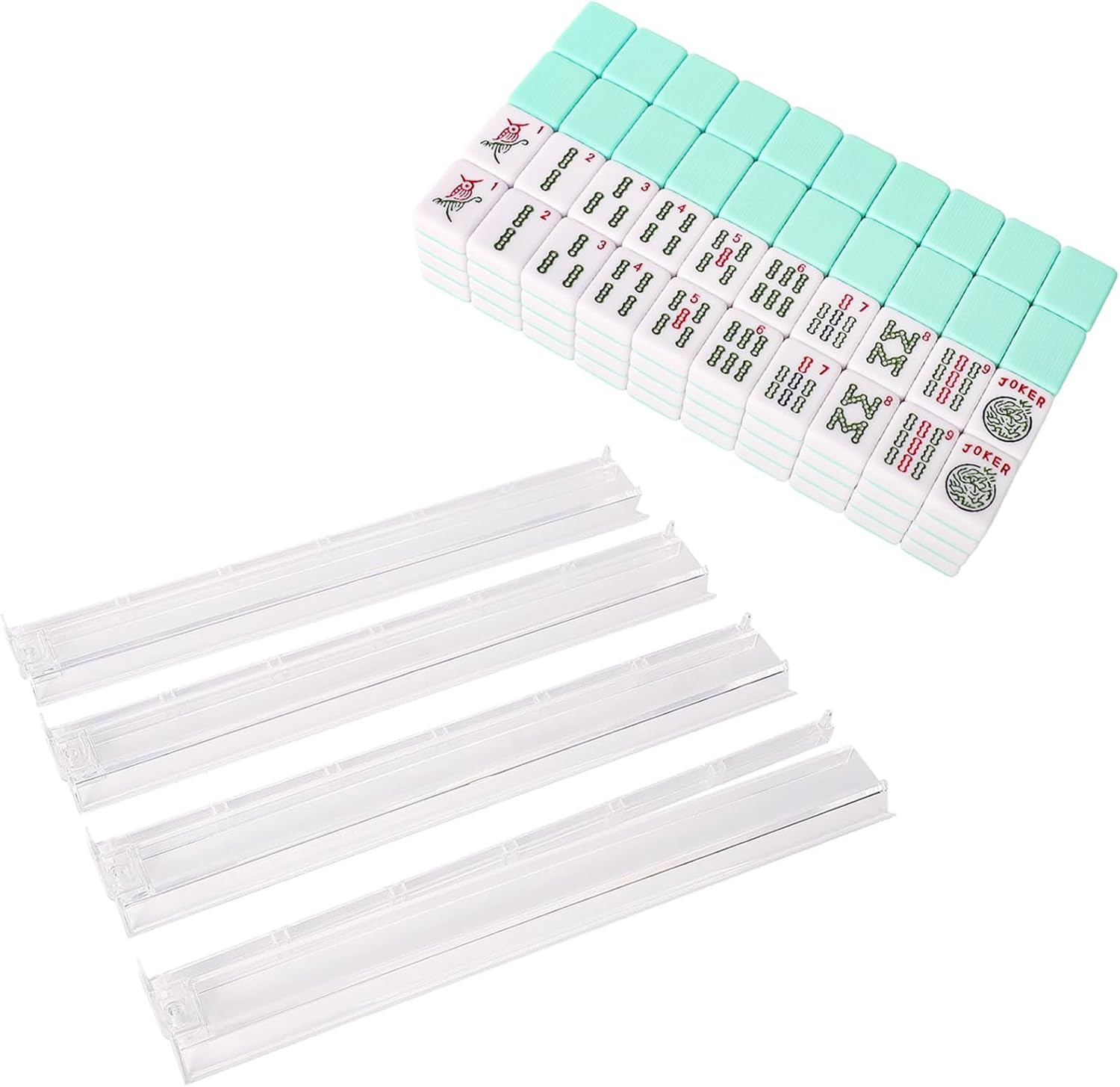 Set of American Mahjong Tiles, 166 American Mahjongg Tiles with Light Green Colo