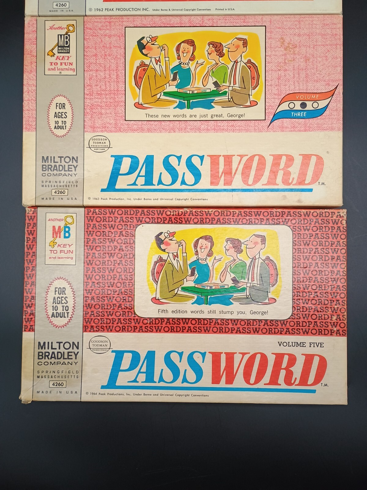 Password Game 4260 by Milton Bradley 4 Volumes 1, 2, 3 & 5 VINTAGE 1960s