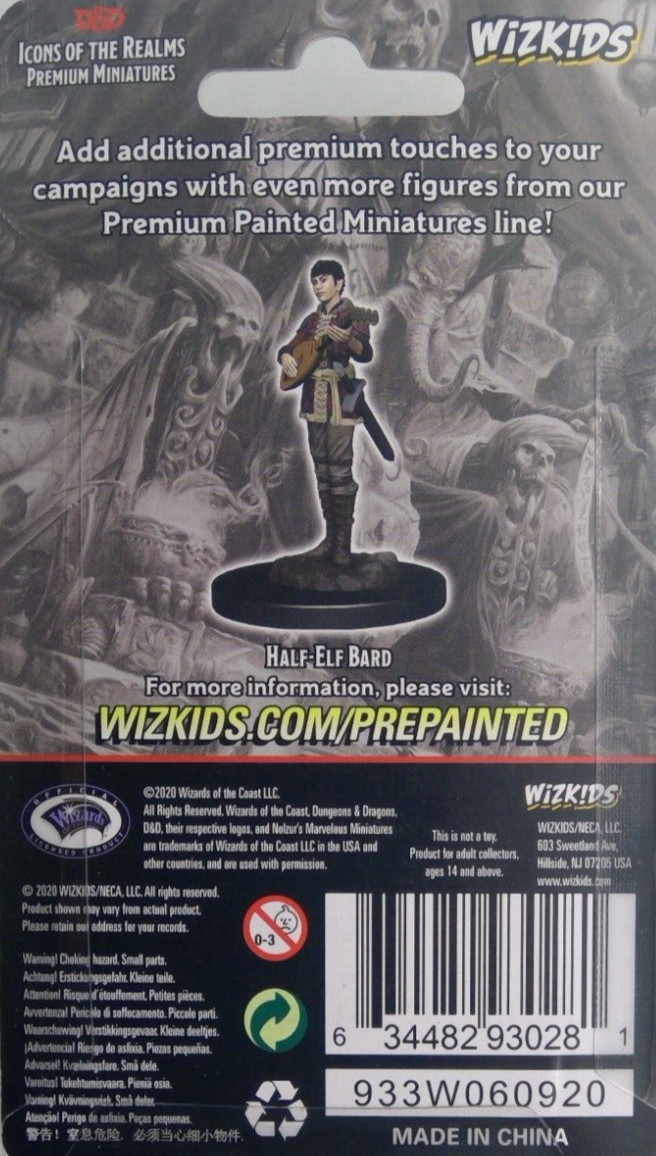 DUNGEONS & DRAGONS ICONS PREMIUM MINIATURES ~ HALF-ELF FEMALE BARD