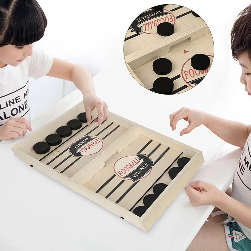 Wooden Fast Sling Puck Game Paced Table Winner Board Games For Parent-Child Toys