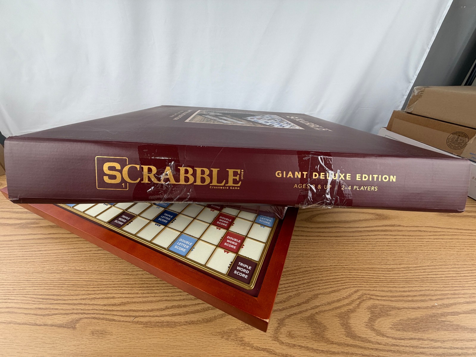 Scrabble Giant Deluxe Wooden Edition Turntable Board Game Open Box Item