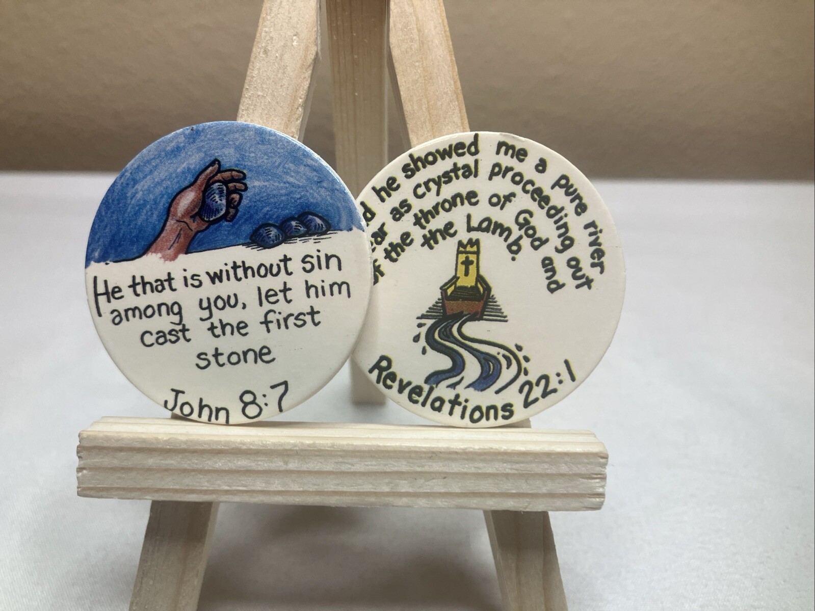 Vintage POGs Lot Of 30 Religious Christian Jesus Milk Caps w/Holder/Container