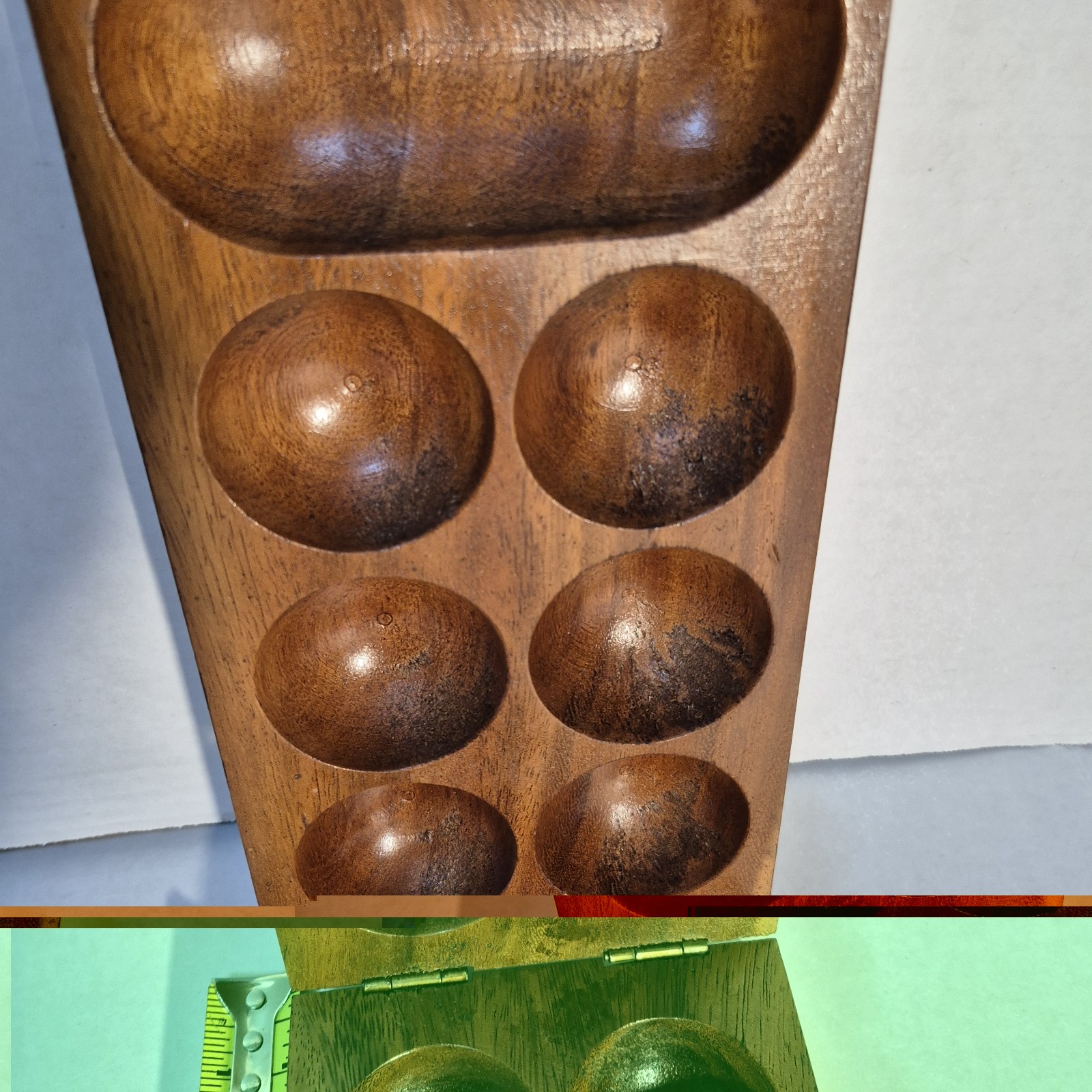 Vintage Folding Wooden Mancala Board Game Large 20″ Solid Wood Strategy Set