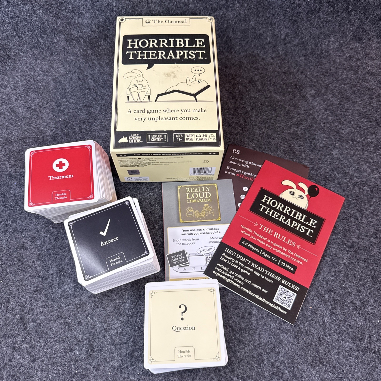 The Oatmeal Horrible Therapist Adult Card Game by Exploding Kittens – Open Box