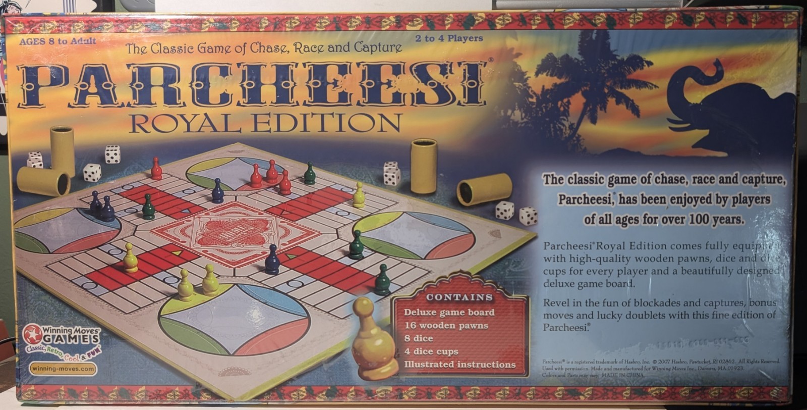 Parcheesi Royal Edition Chase Race & Capture Winning Moves Board Game Sealed
