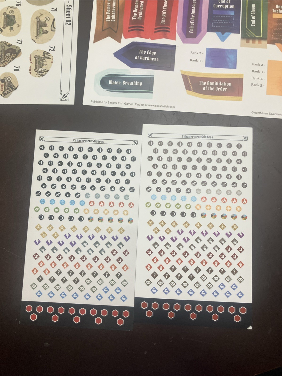 Gloomhaven Officially Licensed Removable Sticker Set Mostly Complete
