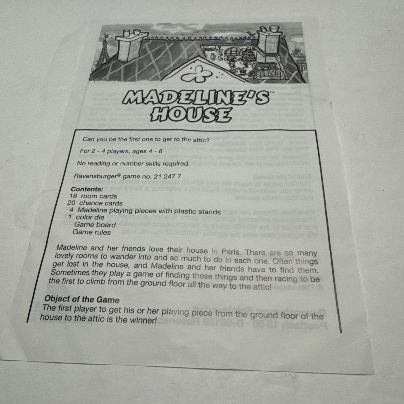 Madeline’s House Board Game by Ravensburger 1995, 2-4 Players, Ages 4-8 Complete