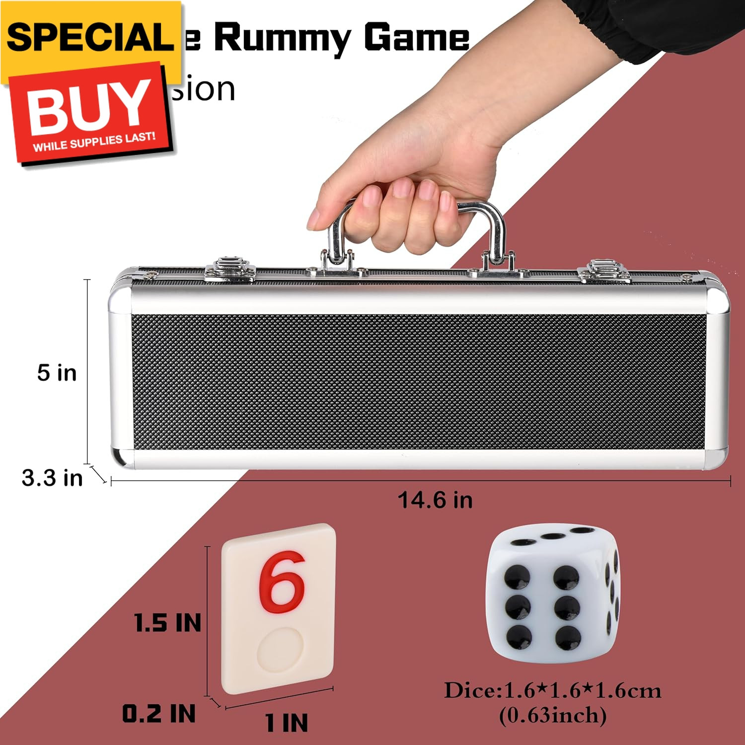 Rummy 106 Tiles Large Rummy with 4 Sturdy Racks& Instructions Rummy Tiles with A