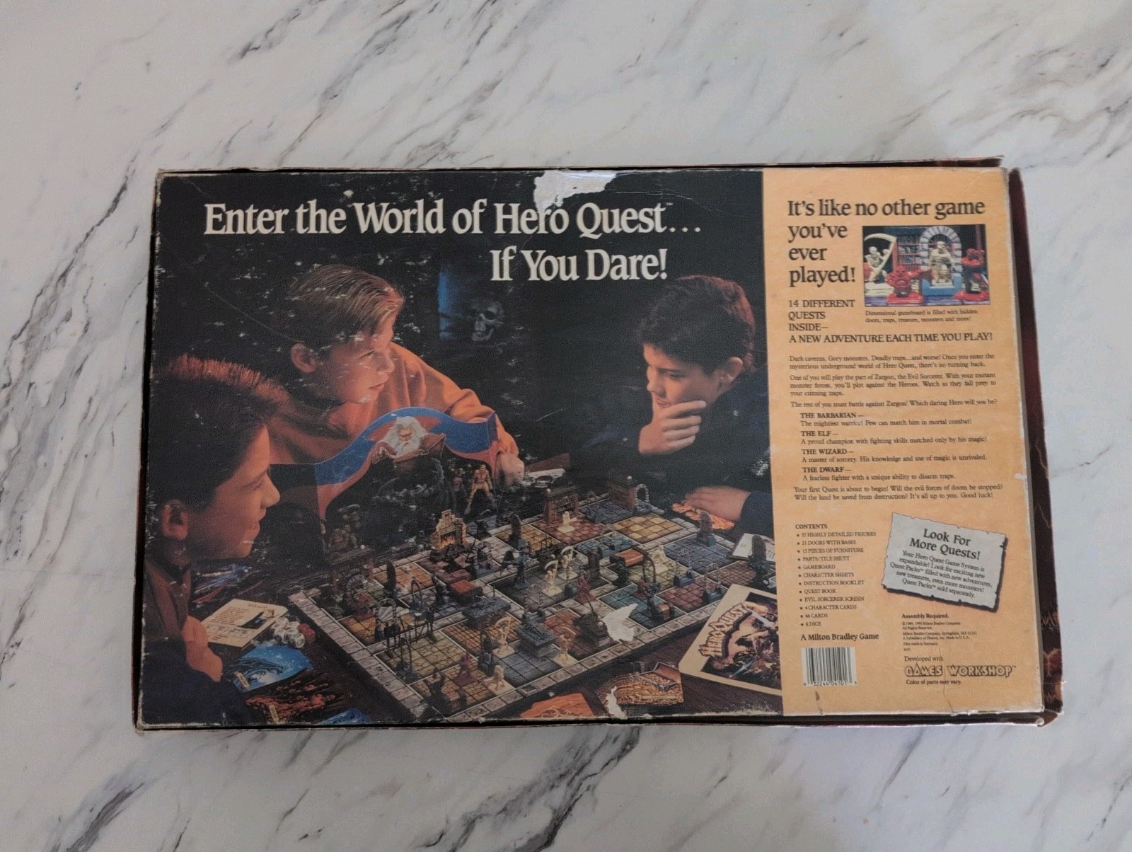 HEROQUEST GAME SYSTEM Milton Bradley 1990 – 100% Complete Damaged Box