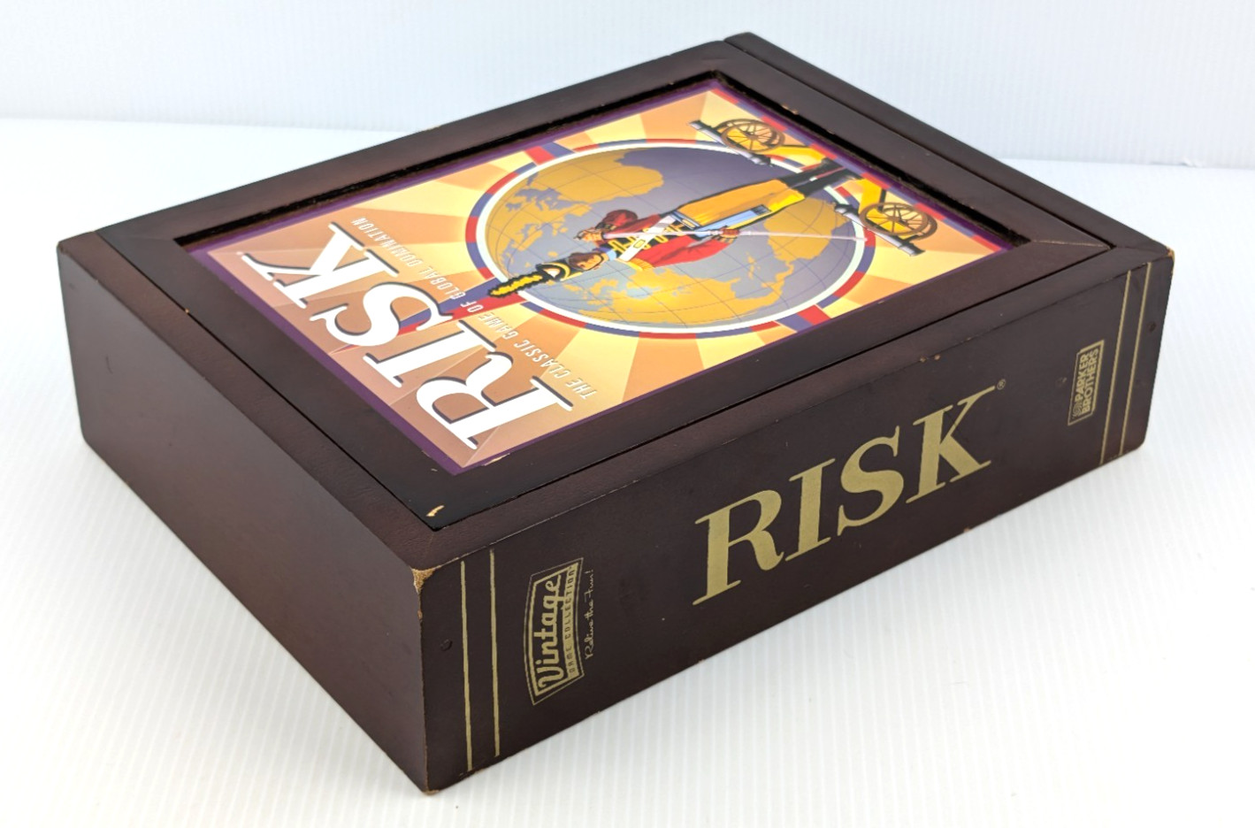 RISK Wooden Vintage Game Collection Edition Library Book Shelf COMPLETE Wood Box