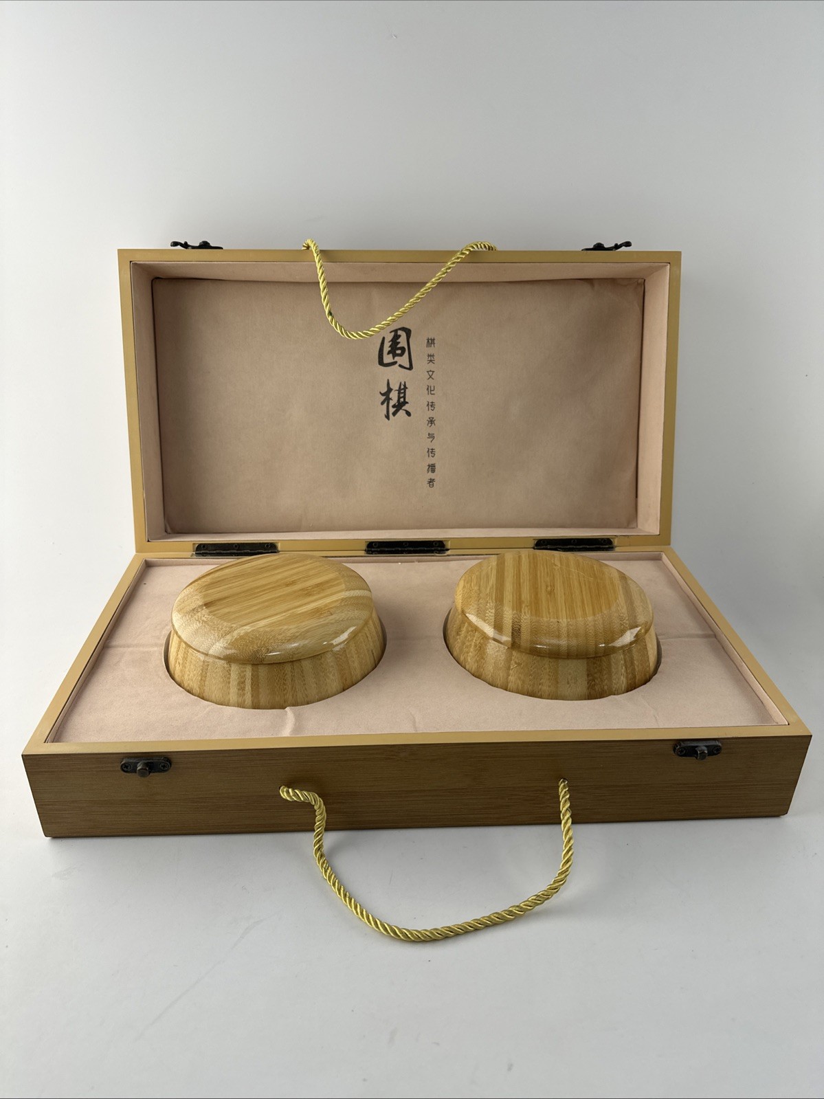 Portable Go Board Game Wood Box & Game Piece Containers