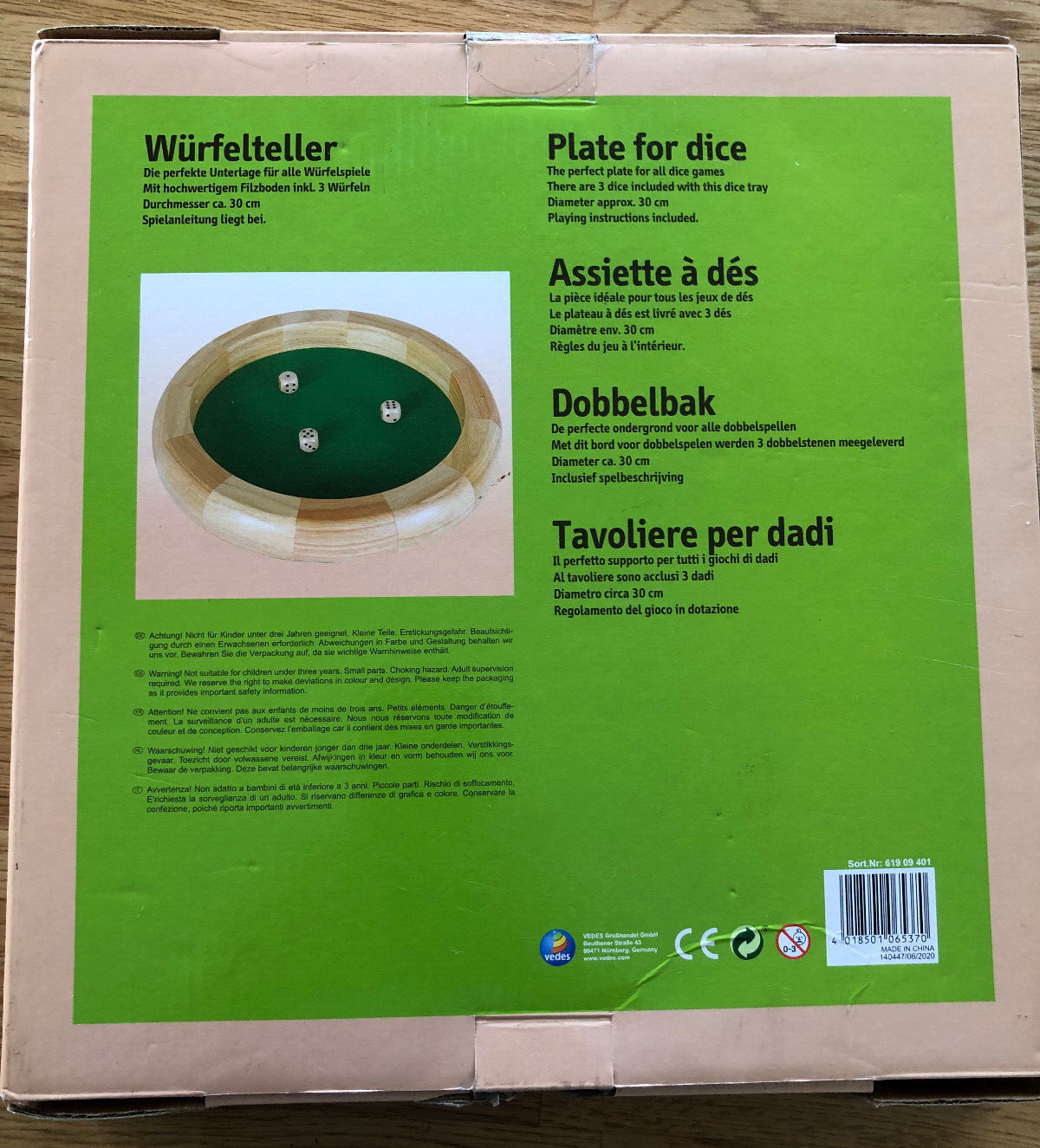 Dice Plate #30cm Natural Games