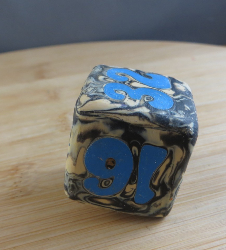 Jena’s Handmade Backgammon Doubling Cube Blue Tan Sterling Silver Wild Cat #410