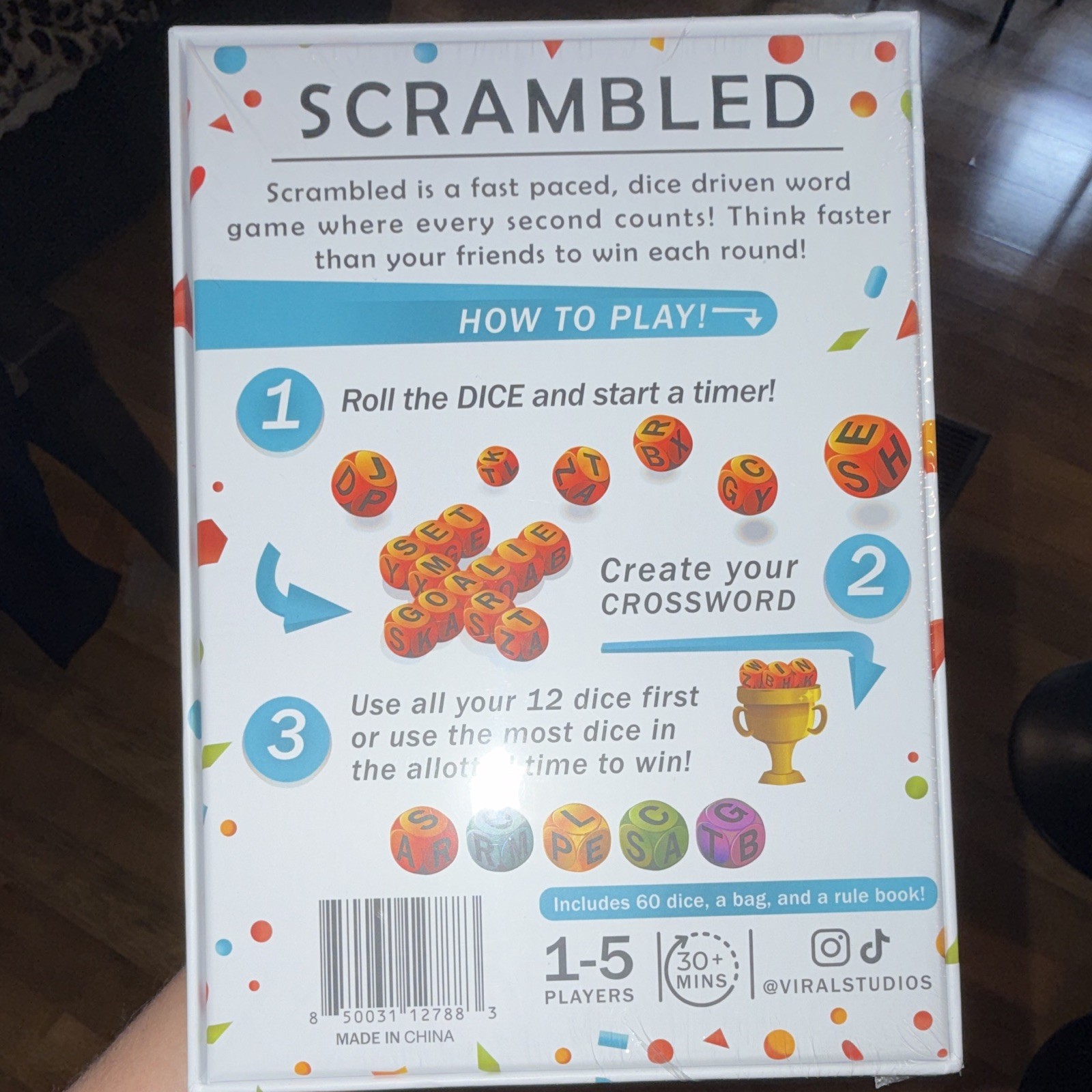 Viral Studios Scrambled Dice-Driven Word Game, 1-5 Players, Ages 8-11