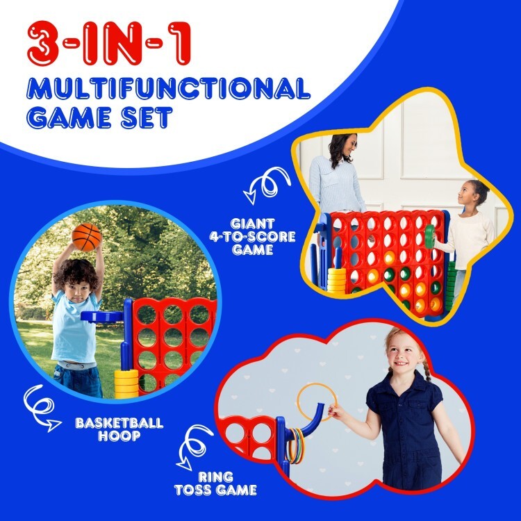 Jumbo 4-to-Score 4 in A Row Giant Game Set Kids Adults Family Fun Outdoor Rings