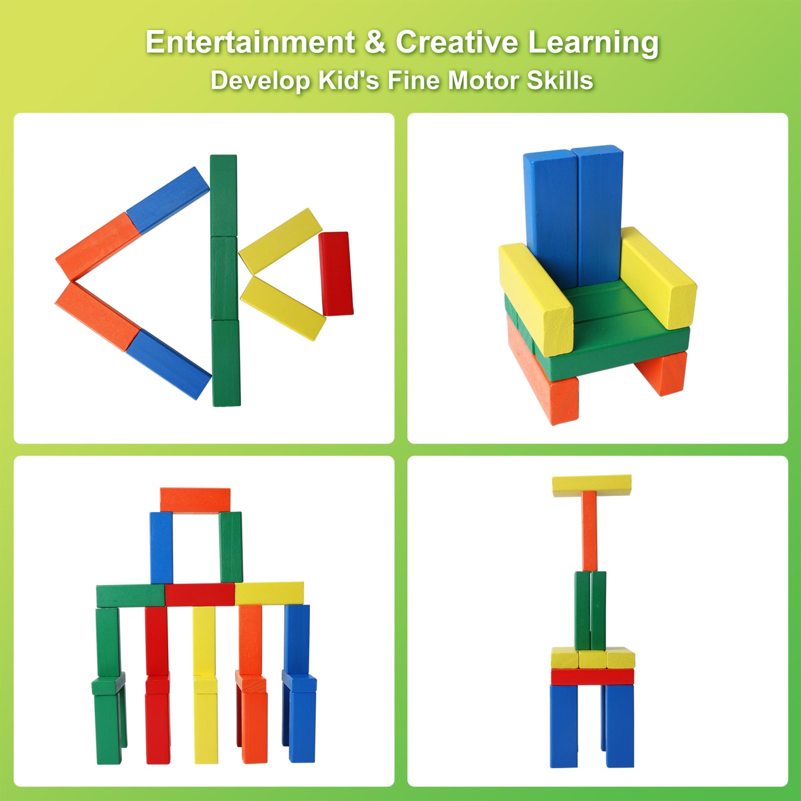 Wooden Blocks Stacking Game with Storage Box, 60PCS Toppling Colorful Tower B…