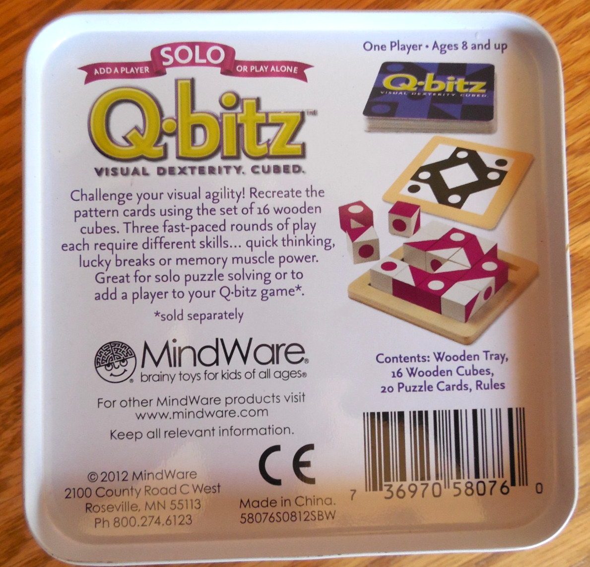 2012 Mindware Visual Cubed Game “Q-bitz” Magenta Solo Edition (no instructions)