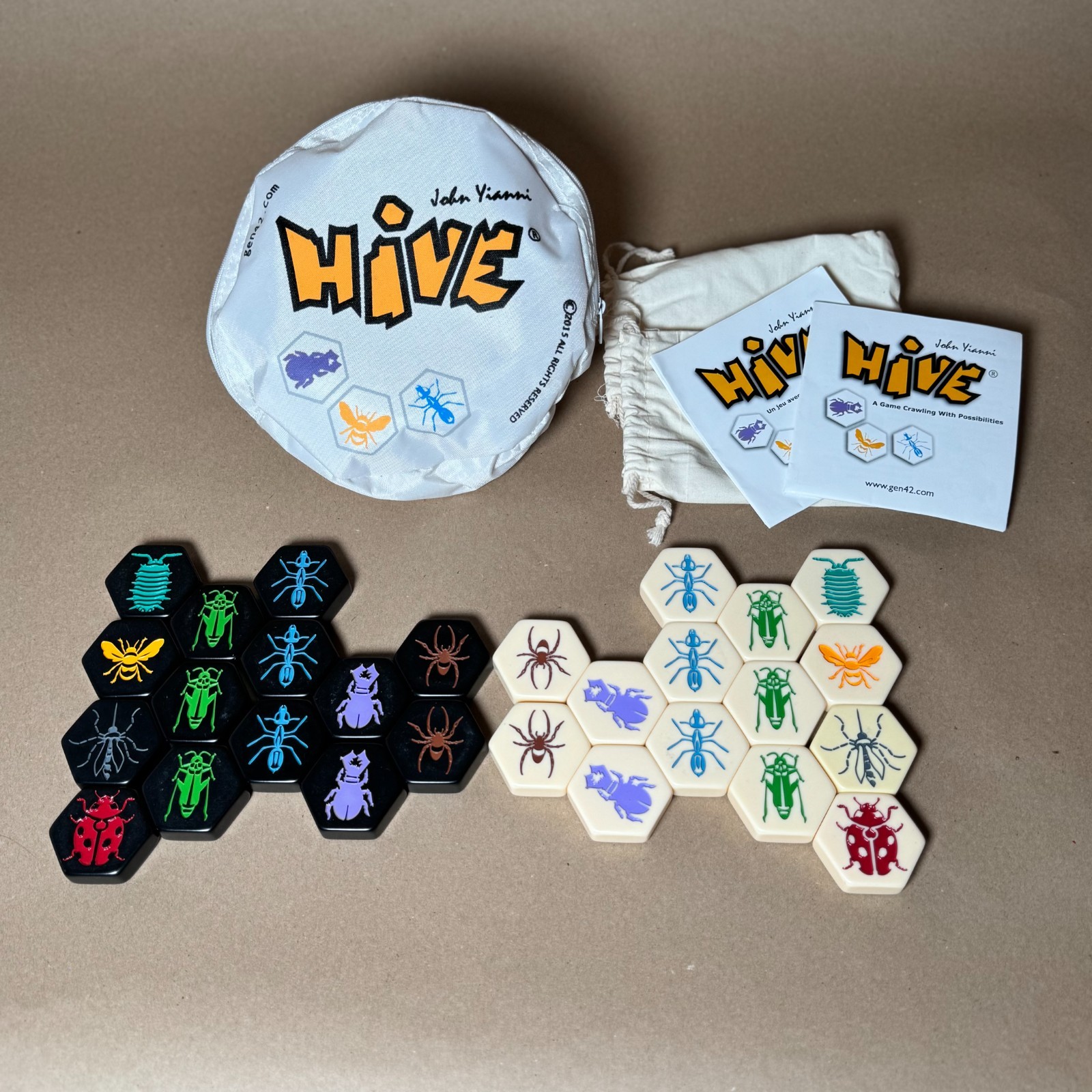 Hive Complete Set with Mosquito Ladybug Pillbug Expansions Played Once