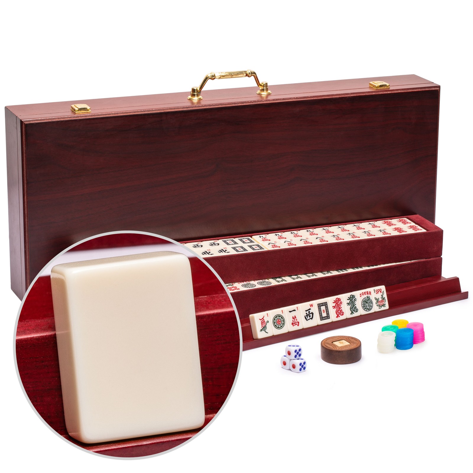 American Mahjong Set “The Classic” with Vintage Style Wooden Case
