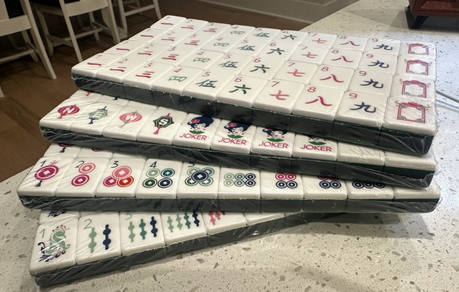 DARK GREEN – 4 Layer Acrylic Mahjong Tiles Full American Set 160 Tiles US SELLER