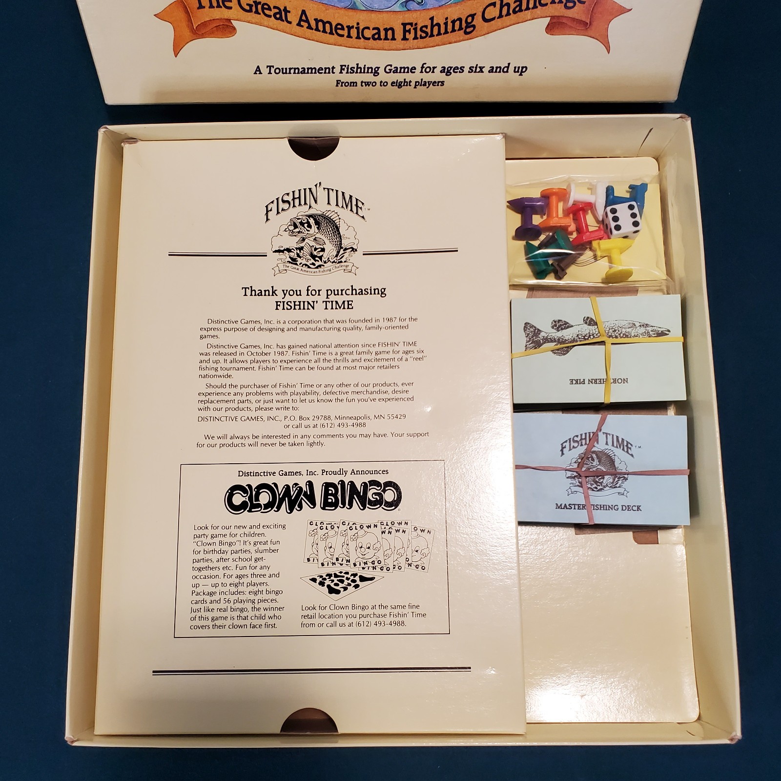 Fishin’ Time Fishing Challenge Board Game 1986 VINTAGE Distinctive Games USA **