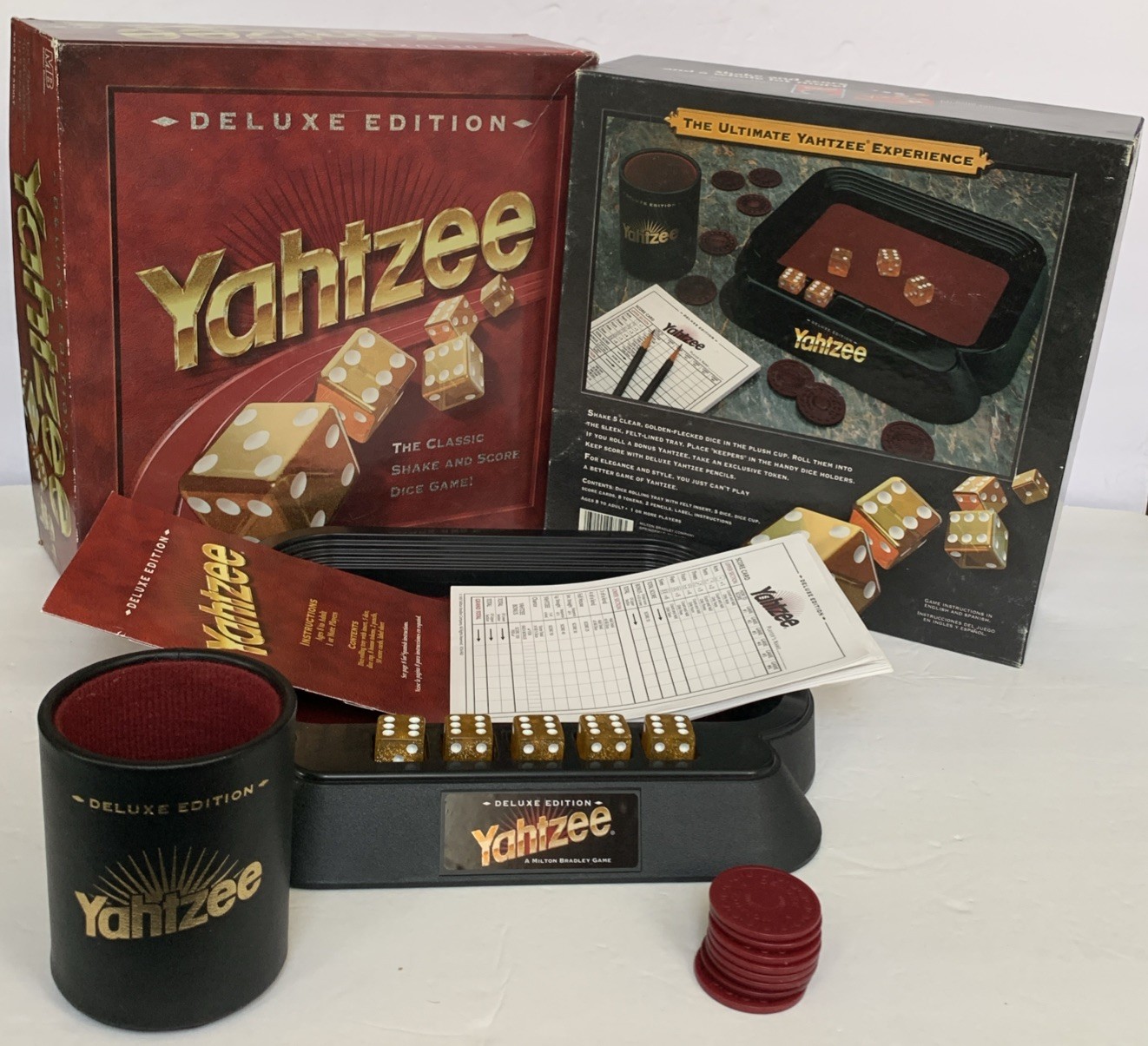 Yahtzee Deluxe Edition Board Game Golden Flecked Dice 1997 Complete W/O Pencils